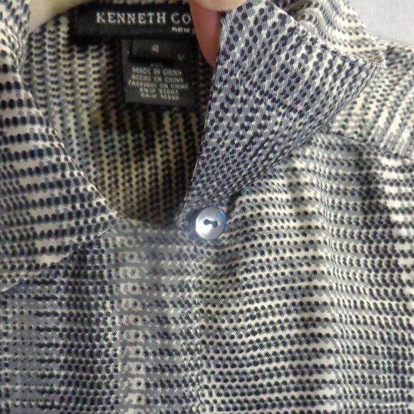 Kenneth Cole New York Size 4 100% Silk Blouse Black/White - Picture 10 of 16